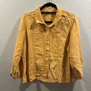 Christopher Banks 55% linen top button down three-quarter sleeve